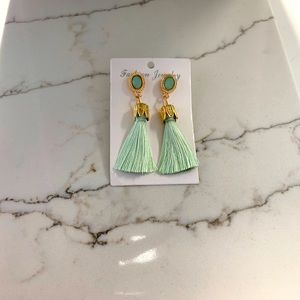 Mint green tassel earrings
